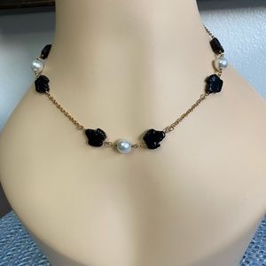 Black  Carved  Leaves -Swarovski Pearls